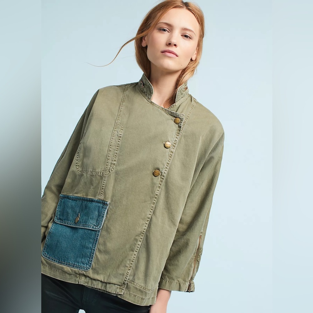Current/Elliot Double Placket Jacket Military Green